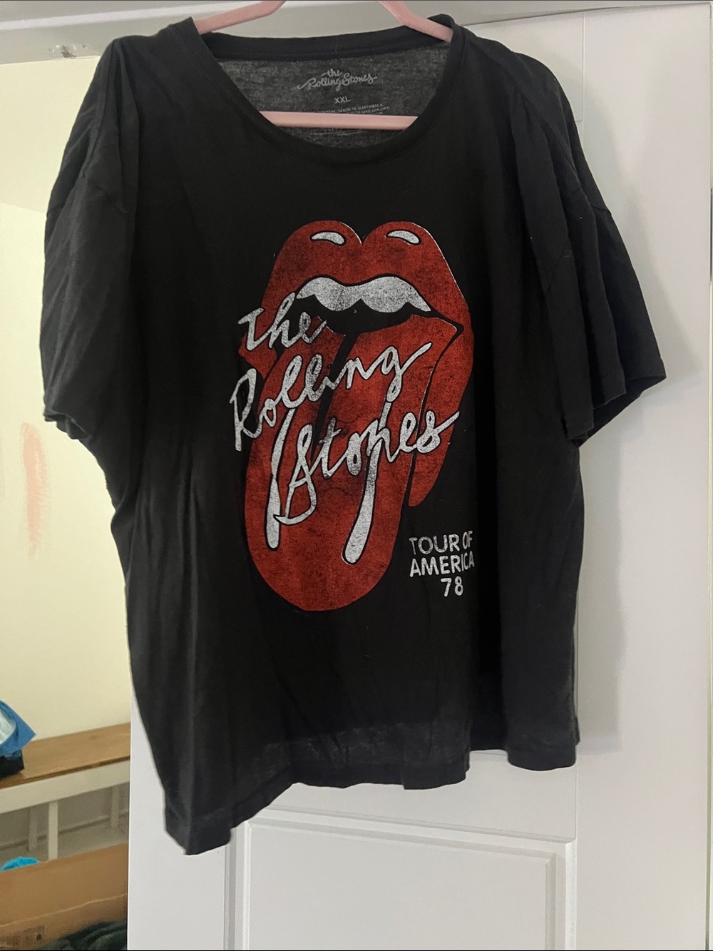 The Rolling Stones Black Tee with Red Tongue Graphic